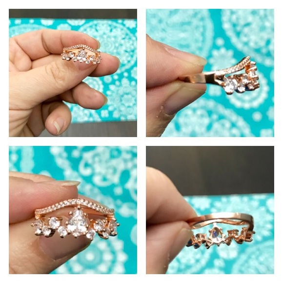 NEW!💙💎ROSE💗💛GOLDEN RING!💎💙7 TEARDROP CZ PAVE - Picture 6 of 8